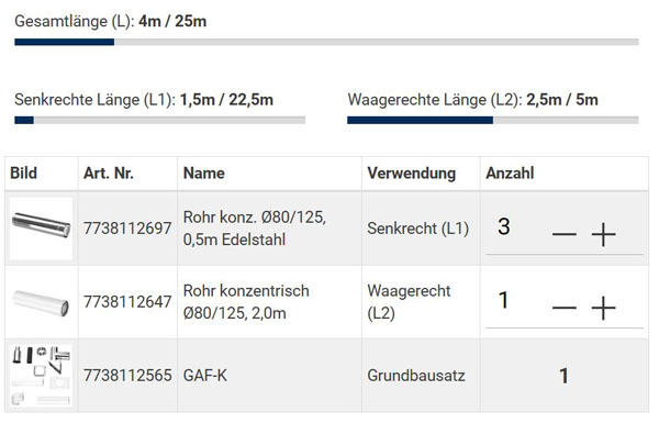 Buderus; Abgas; Konfigurator; online; Länge, Leitung, Thermregio, Heizungsmodernisierung, 